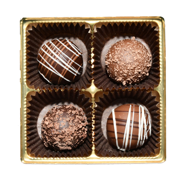 4 Piece Assorted Truffles Gold Gift Box