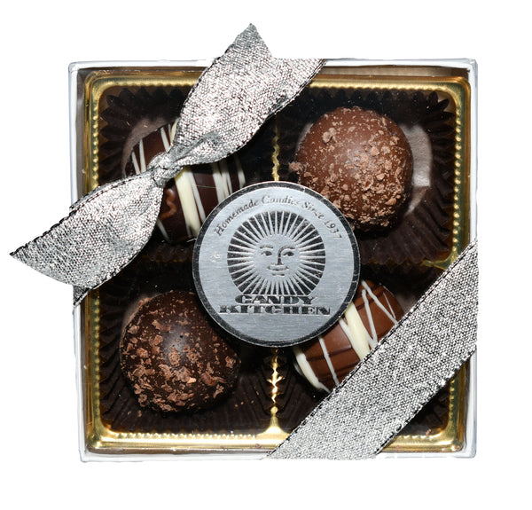 4 Piece Assorted Truffles Silver Gift Box